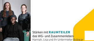 Gemaltes Bild, fröhliche Team von Raumteiler Raumteiler-Team